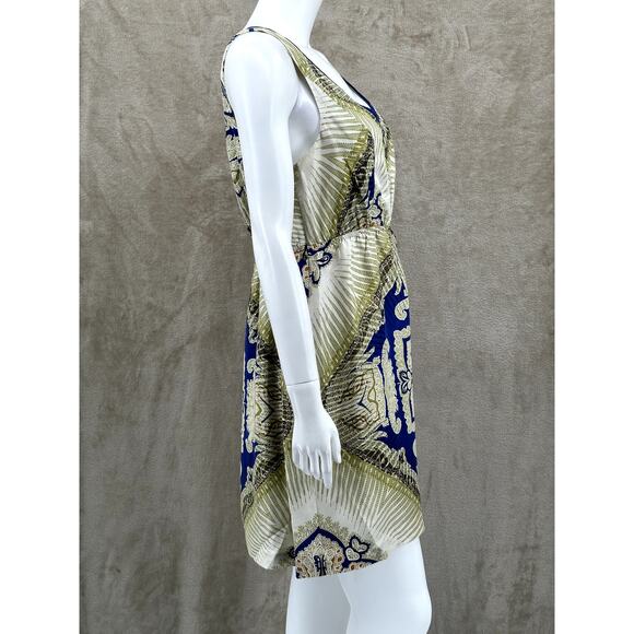 Edme & Esyllte Anthropologie Dress Women Medium Geo Scarf Print 100% Silk Boho - Picture 3 of 9